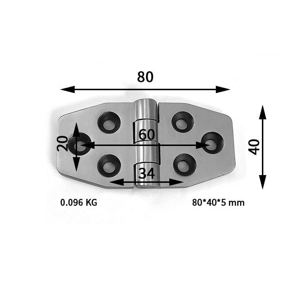 304 Stainless Steel Butt Hinge Mirror Polished Heavy Duty Flush Mount 80×40×5mm ML2-JL1014-1 - Image 2