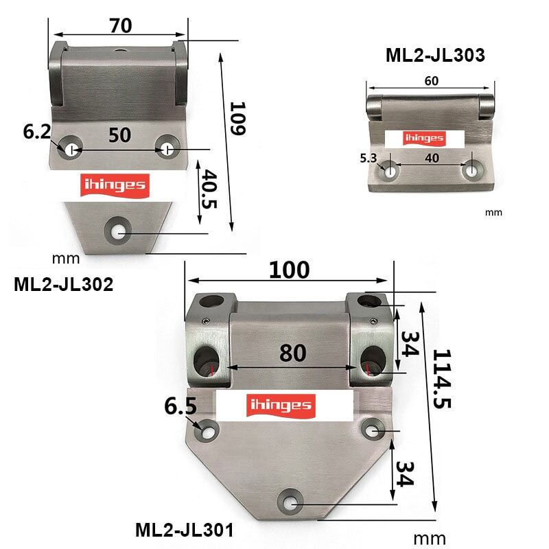 Asymmetrical Heavy Duty Hinge 304 Stainless Steel | Industrial Enclosure Hinge with Custom Options ML2-303 - Image 4