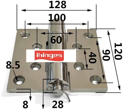 Heavy-Duty 304 Stainless Steel Removable Pin Hinge 120×128mm – Mirror Polished Finish ML2-JL305-2