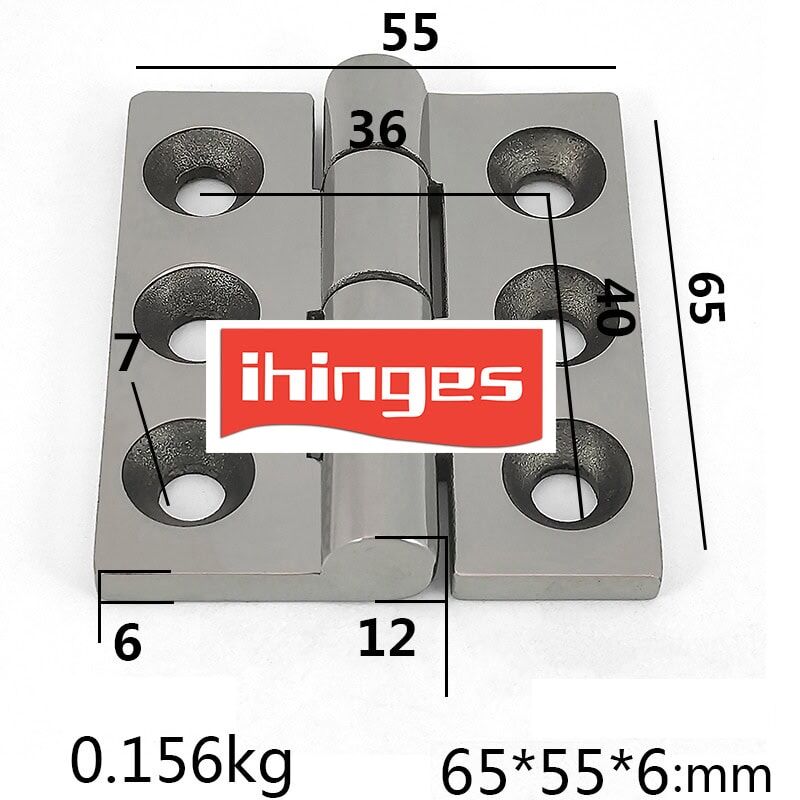65×55mm 304 Stainless Steel Industrial Hinge ML2-JL108 | Mirror Polished, Symmetrical Design, 6mm Thick