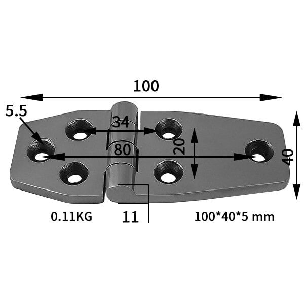 304 Stainless Steel Butt Hinge Mirror Polished Heavy Duty Asymmetrical Design 100×40×5mm ML2-JL1014-2 - Image 2