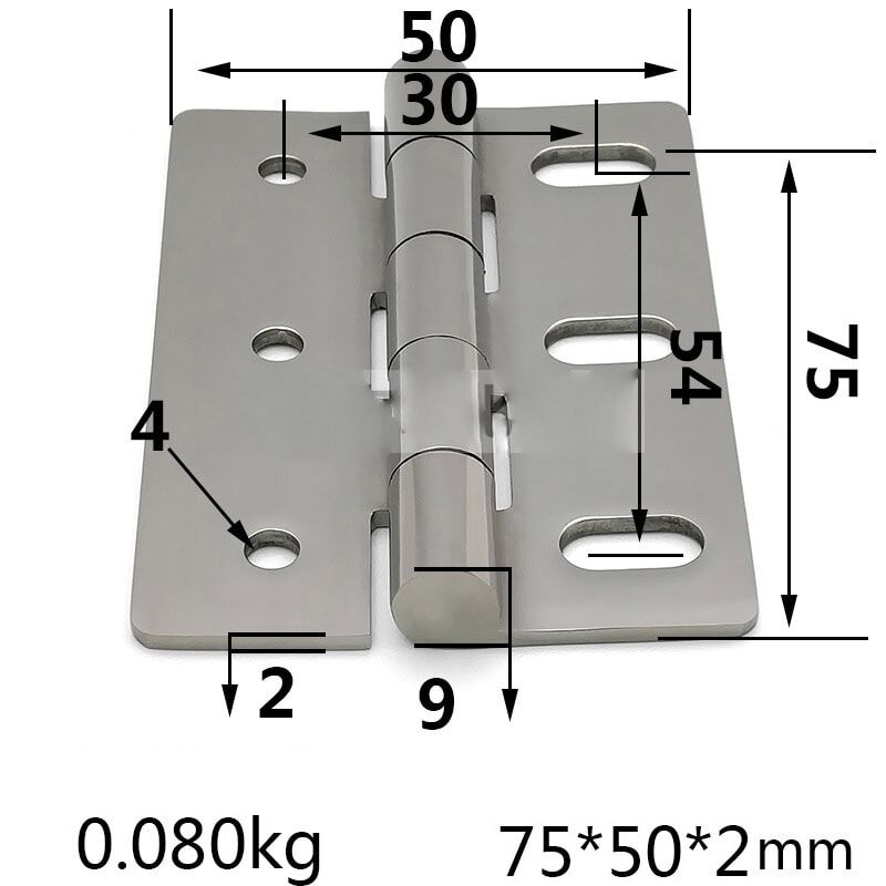 Stainless Steel Adjustable Hinge | 75×50×2mm Slotted Hole Hinge for Electrical Enclosures & Outdoor Cabinets ML2-JL404-2 - Image 2