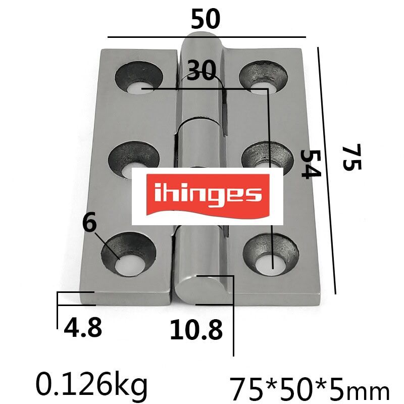 Stainless Steel Hinge 75×50×4.8mm | Compact Flush-Mounted Industrial Hinge for Equipment Doors ML2-JL1013-1 - Image 2