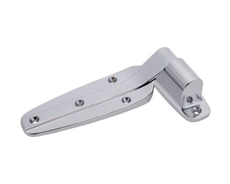 Cold storage room hinges with cam lift mechanism