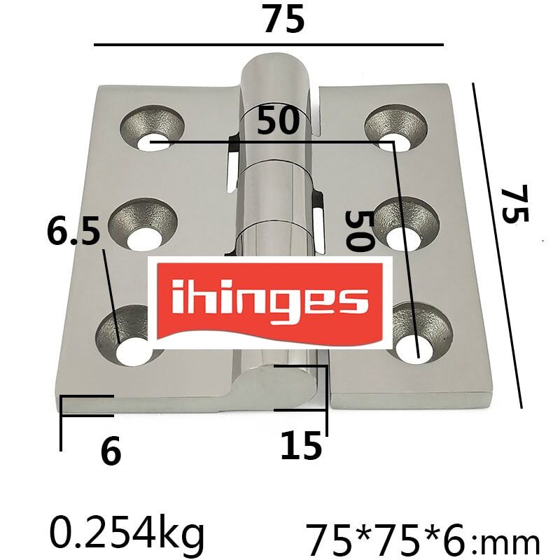 75×75mm 304 Stainless Steel Industrial Hinge ML2-JL105 | Heavy Duty Brushed Finish, Flush Mount Design